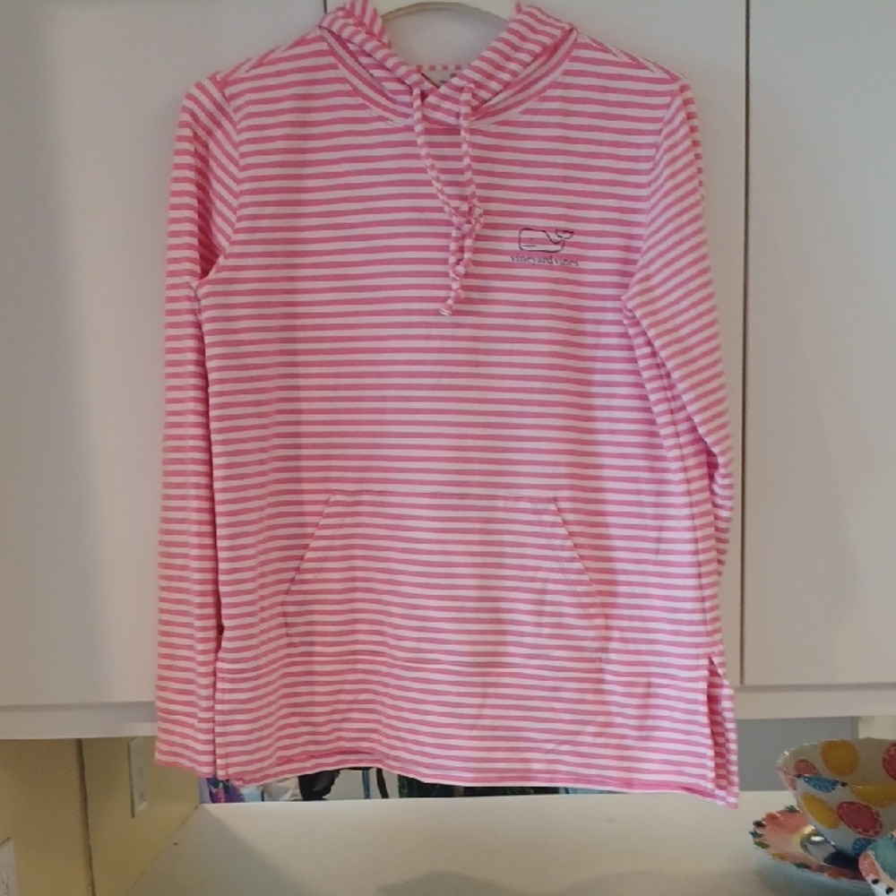 Vineyard Vines Pink and White Striped Hoodie